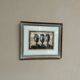 Woodcut glazed painting "Three Figures" by A. Holm, vintage & framed 37×32cm