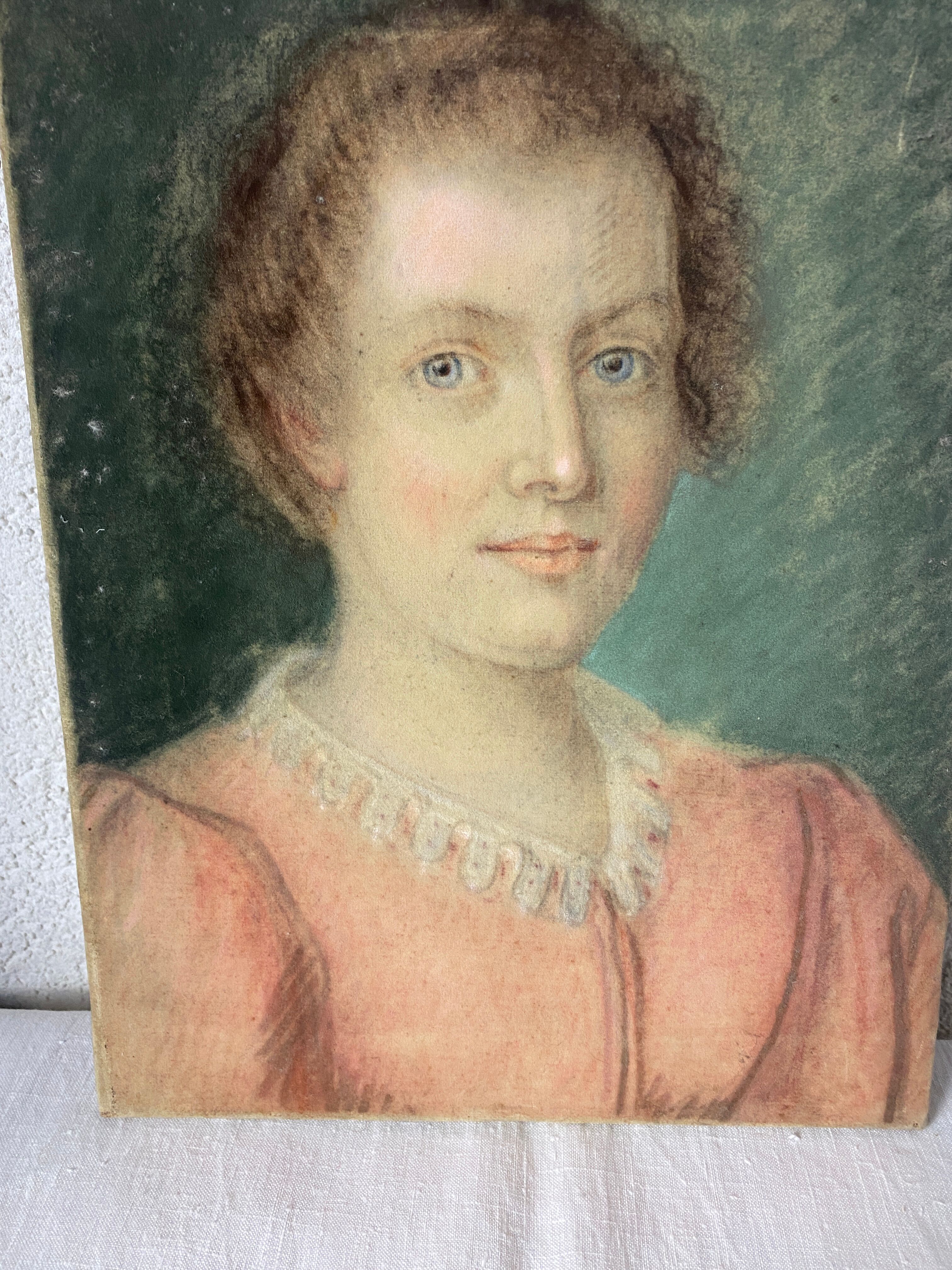 Pastel XIX portrait d'une jeune femme