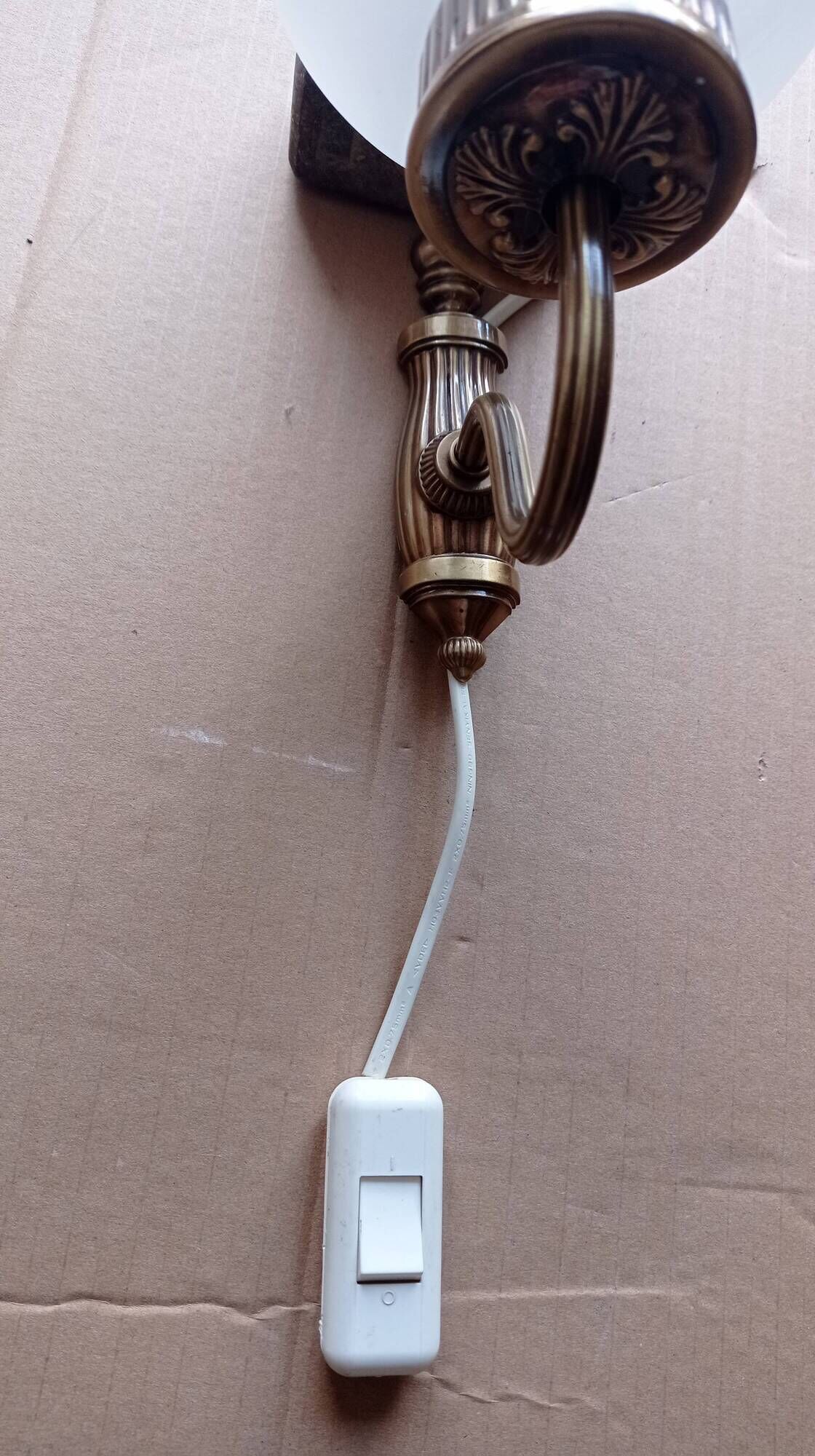 Vintage ball wall light - mid century style - bronze and frosted glass - excellent condition