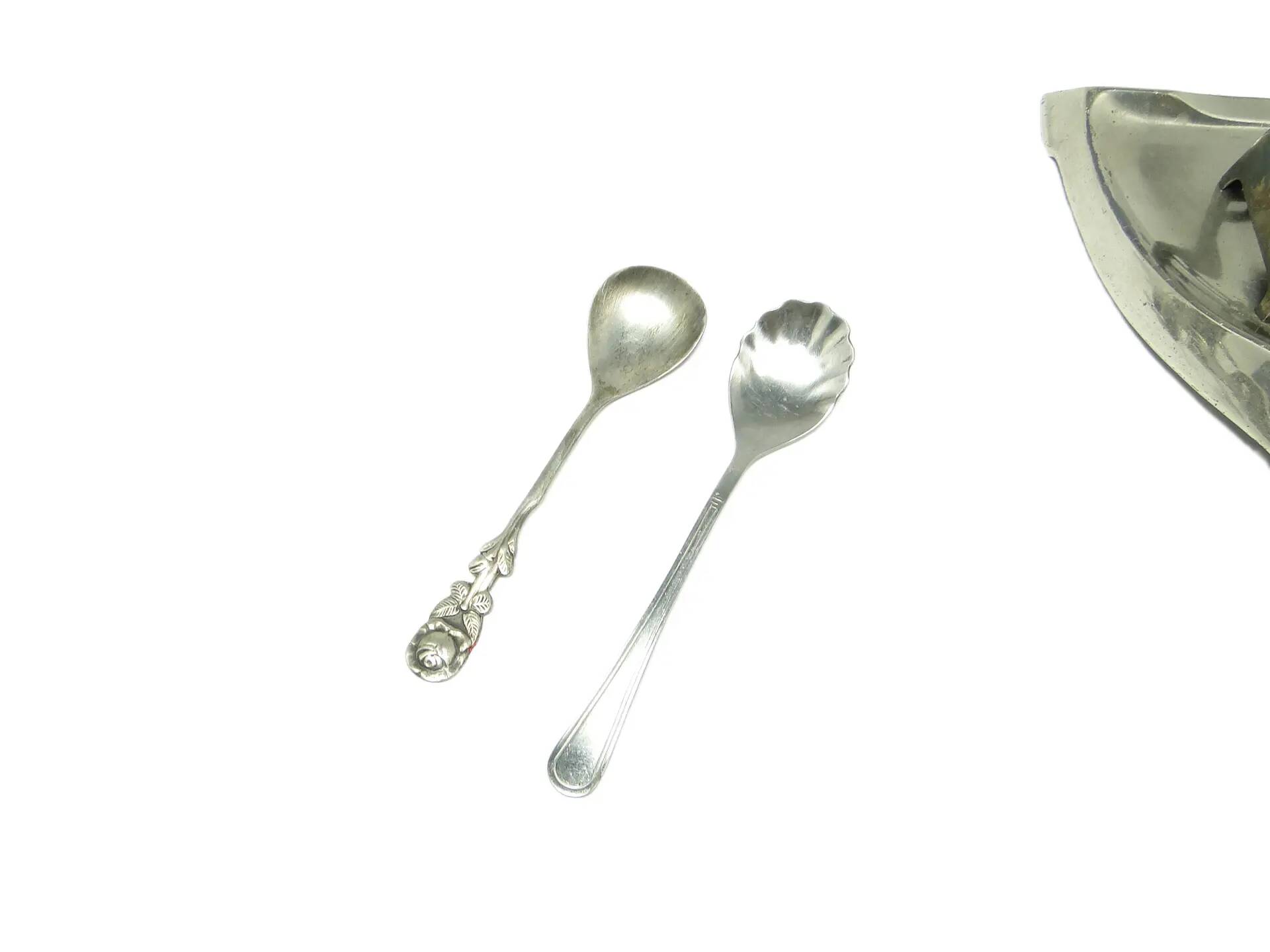 Pair of tea spoons, silver-plated brass, Poland, 1960s.