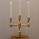 Vintage Swedish Three-Arm Brass Candleholder by Gusum, circa 1974