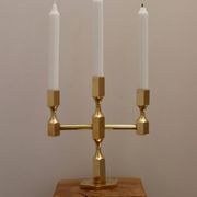 Vintage Swedish Three-Arm Brass Candleholder by Gusum, circa 1974