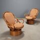 Pair of swivel armchairs in bamboo, 1960s
