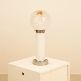 Lampe italienne avec sa tête en verre opaque & caramel 70's