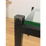 Modernist coffee table 50s black metal and glass