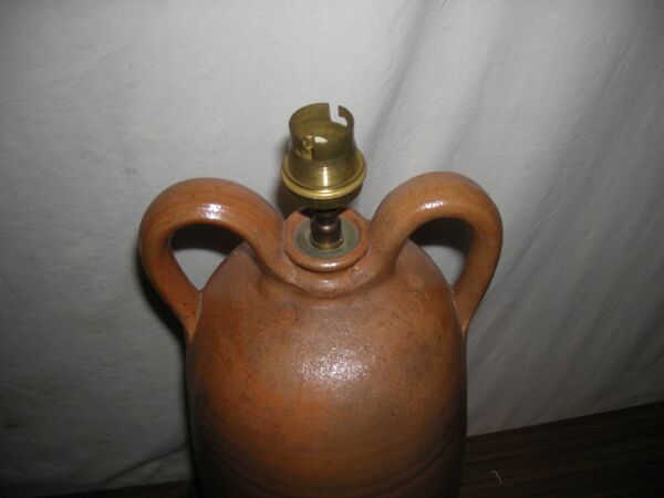 Pied de lampe en grès signé L M - des années 60 - 70