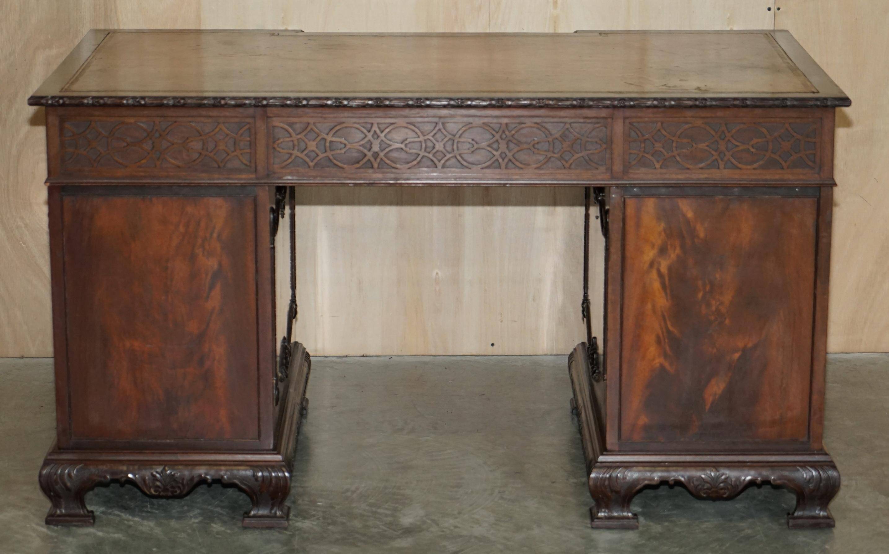 Thomas Chippendale Revival desk with a leather top