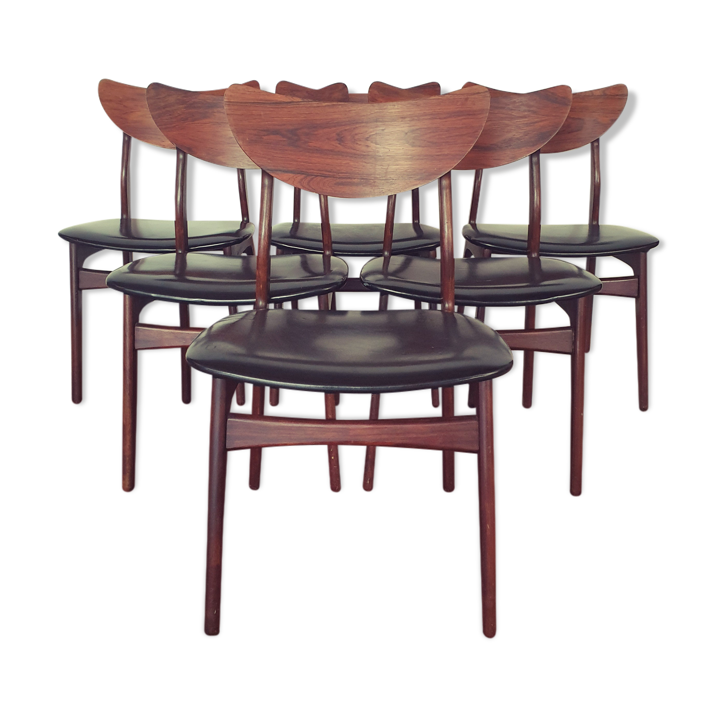 6 chairs in vintage Rio palissandre Denmark 1960 HP HANSEN MØBELINDUSTRI