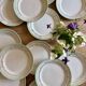 Set of 12 white, mint and gold flat plates, Mosèle de Lunéville