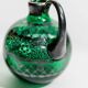 Vintage Murano Green Glass Liqueur Set with Hand-Painted Silver Decor – Decanter and Four Glasses, Italy, 1930s