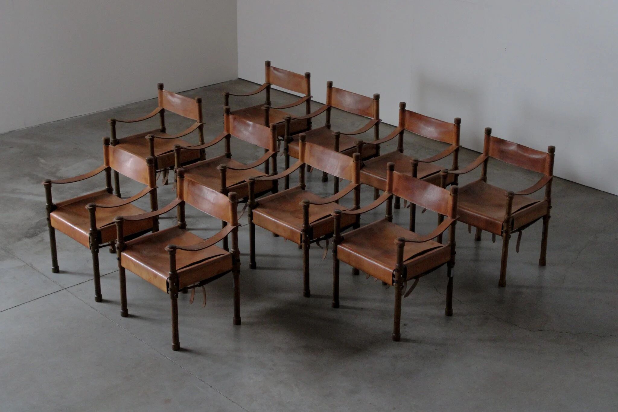 Large set of safari dining chairs - Germany 1960s