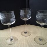 3 cut crystal white or rosé wine glasses