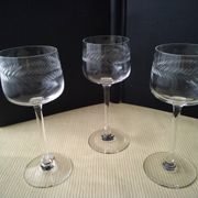 3 cut crystal white or rosé wine glasses