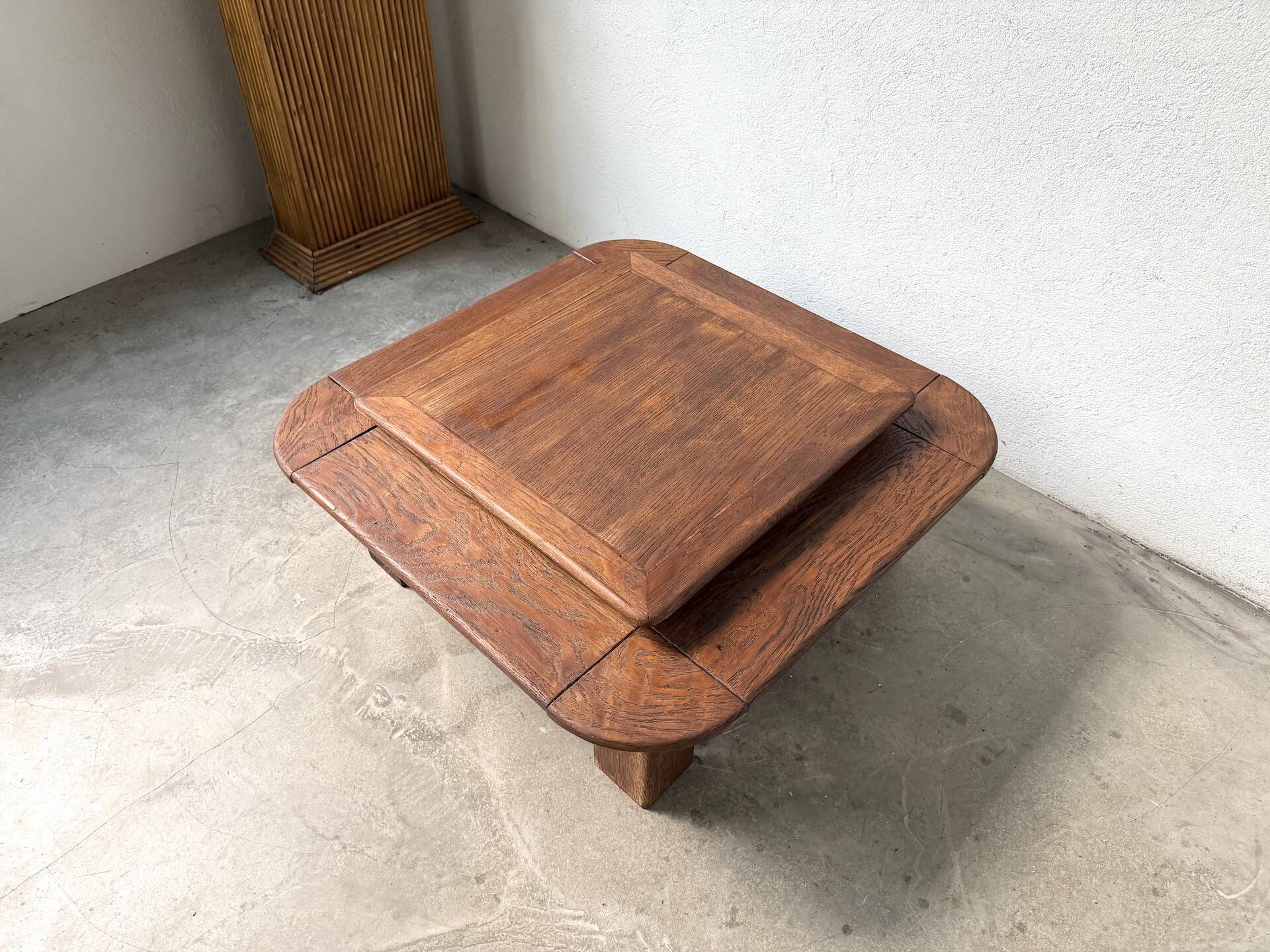 Oak coffee table with a double top