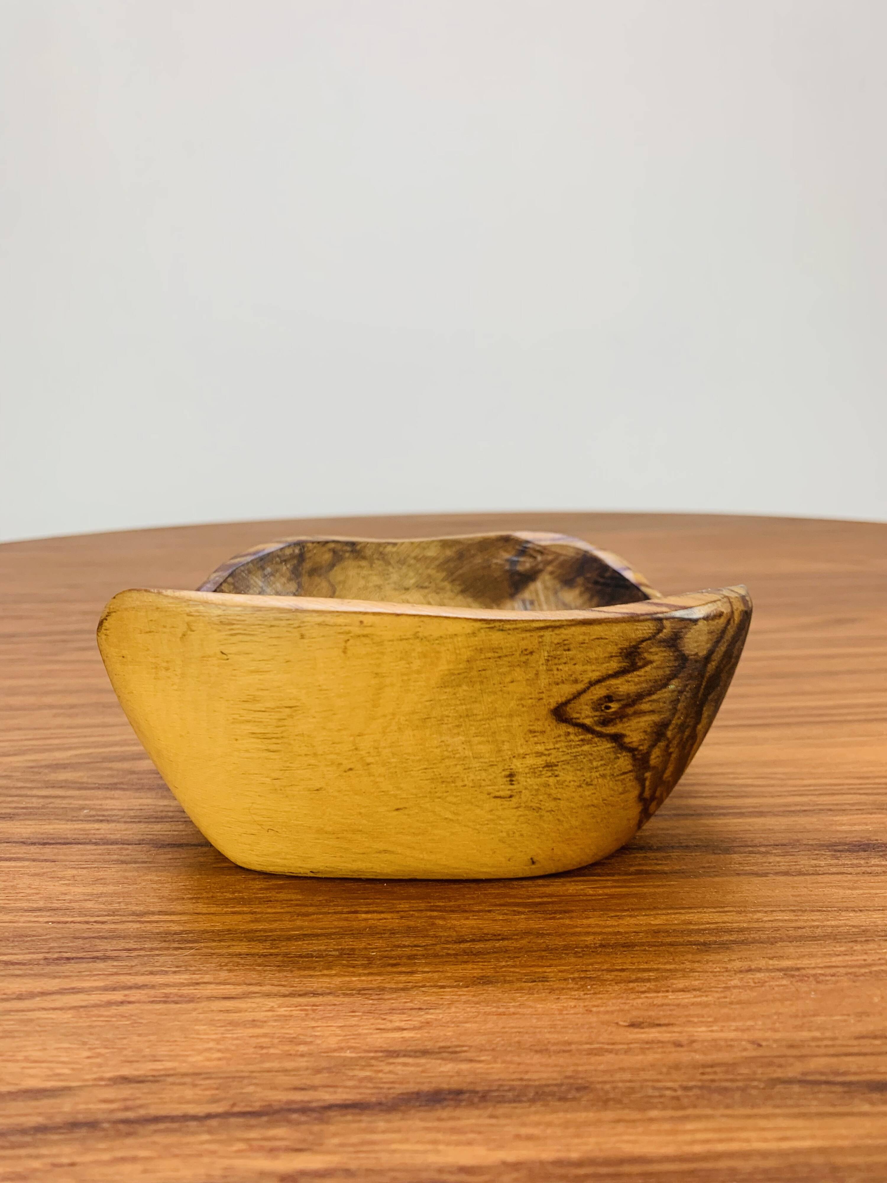 Brutalist vintage olive wood empty pocket