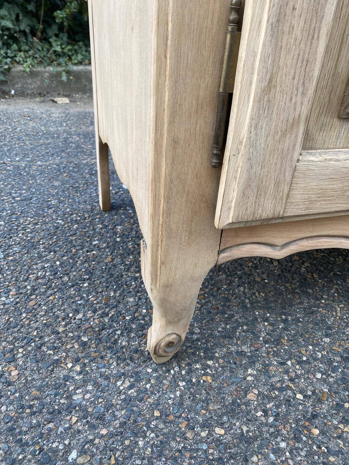 Louis XV sideboard renovated in raw oak and marquetry 3 doors 180cm
