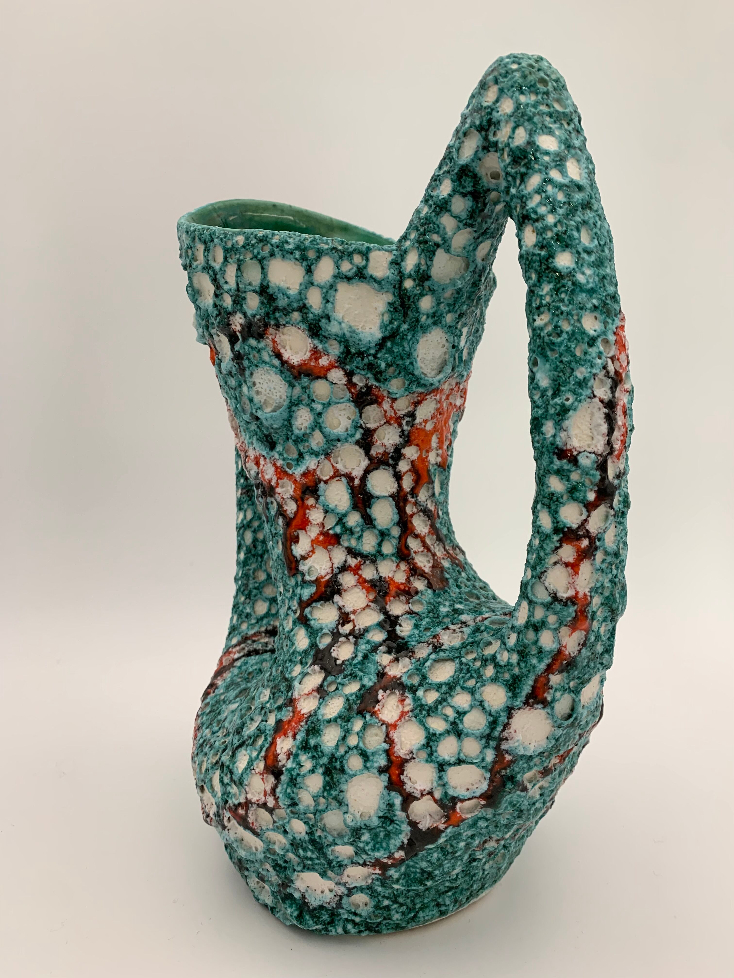 Vintage ceramic vase from vallauris, enamel "fat lava" 1960s