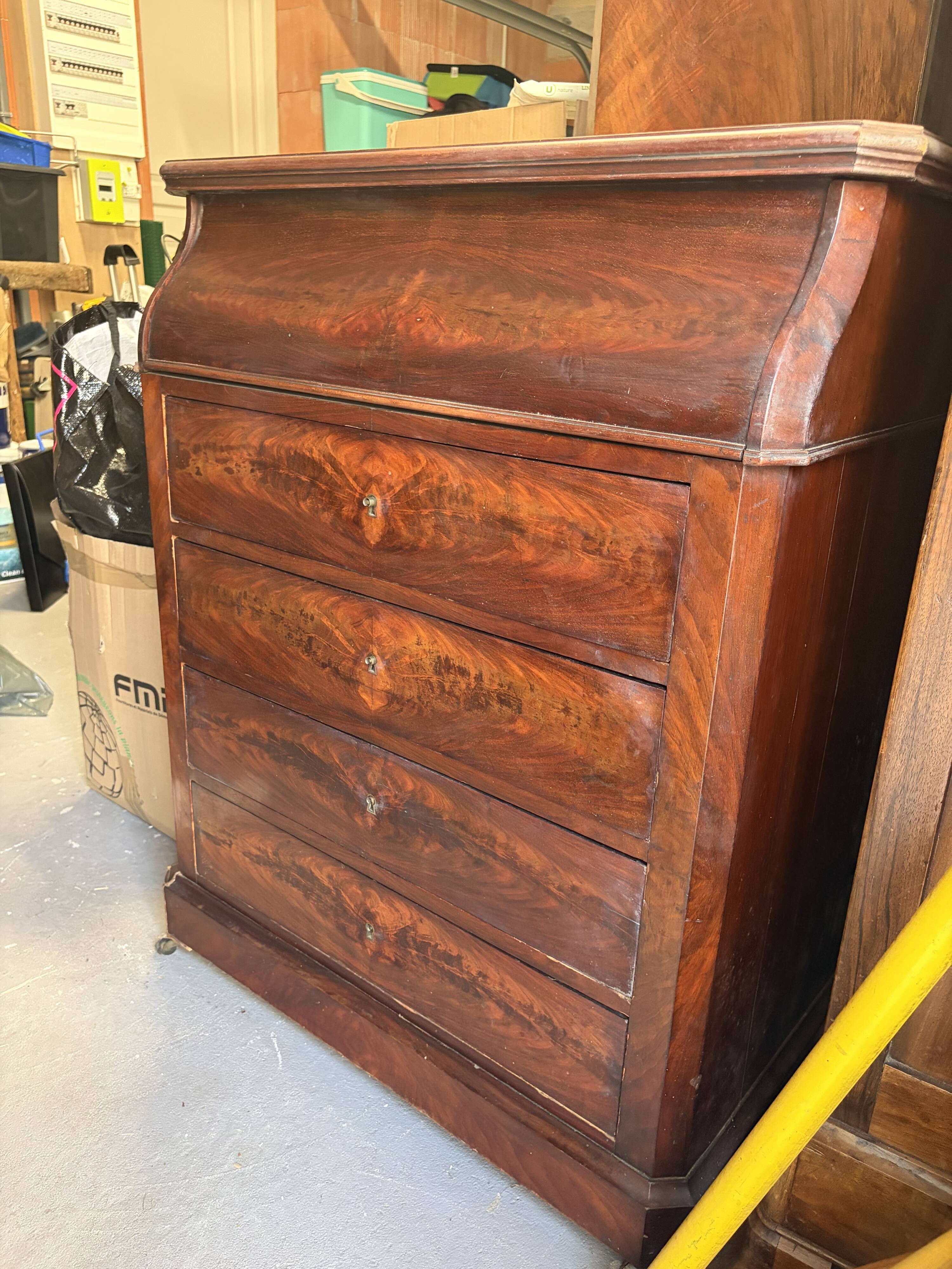 Louis-Philippe mahogany railway toilet commode