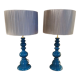 Paire de lampes vintage bleu canard