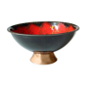Copper enamelled red serving bowl, vintage, handmade