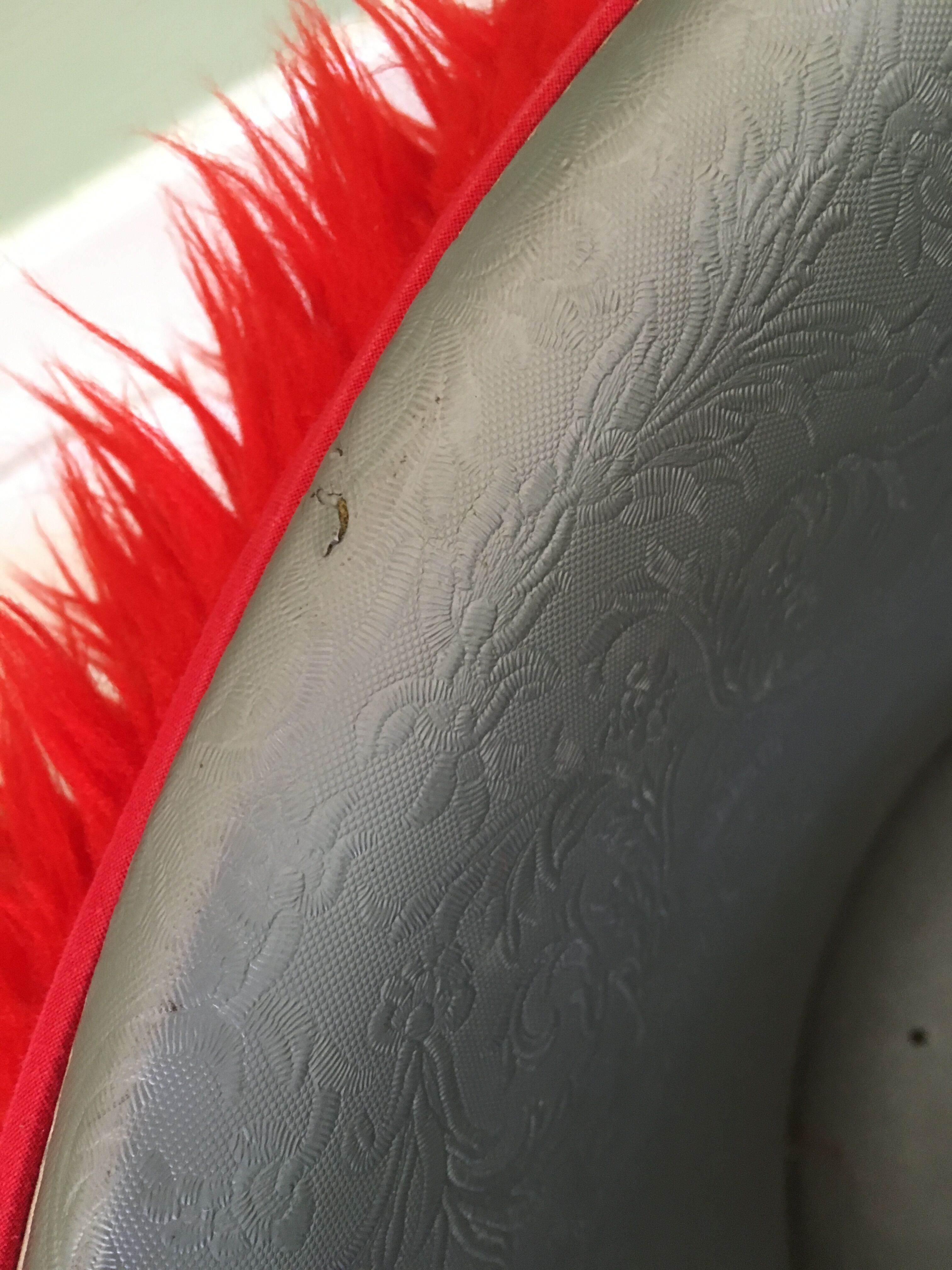 Vintage red fur pouf