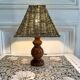 Wooden lamp, rope shade, 70s