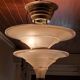Art Deco chandelier in bronze and silvered brass double sink in opalescent glass