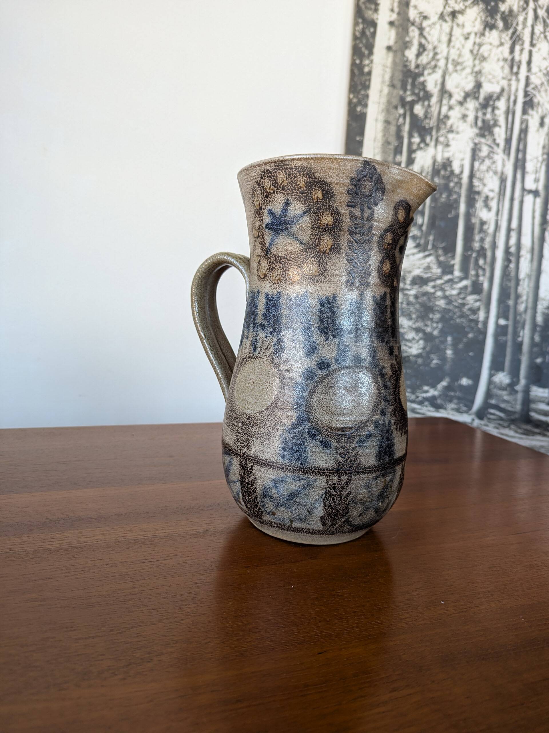 Large glazed stoneware pitcher by J.C. Courjault Kéraluc