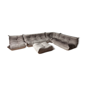 Set Togo en velours gris-rose