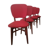 Series of 4 wooden chairs and skai 50s