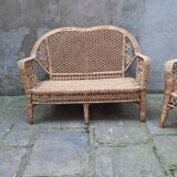 Ensemble de jardin en rotin Peacock banquette  et fauteuil