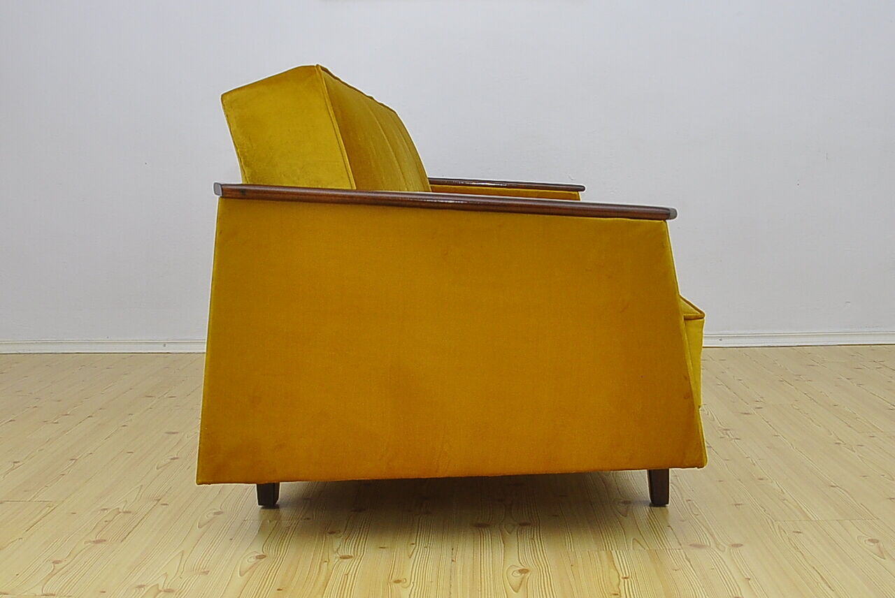 Mid-century yellow velvet sofa daybed, 1960s