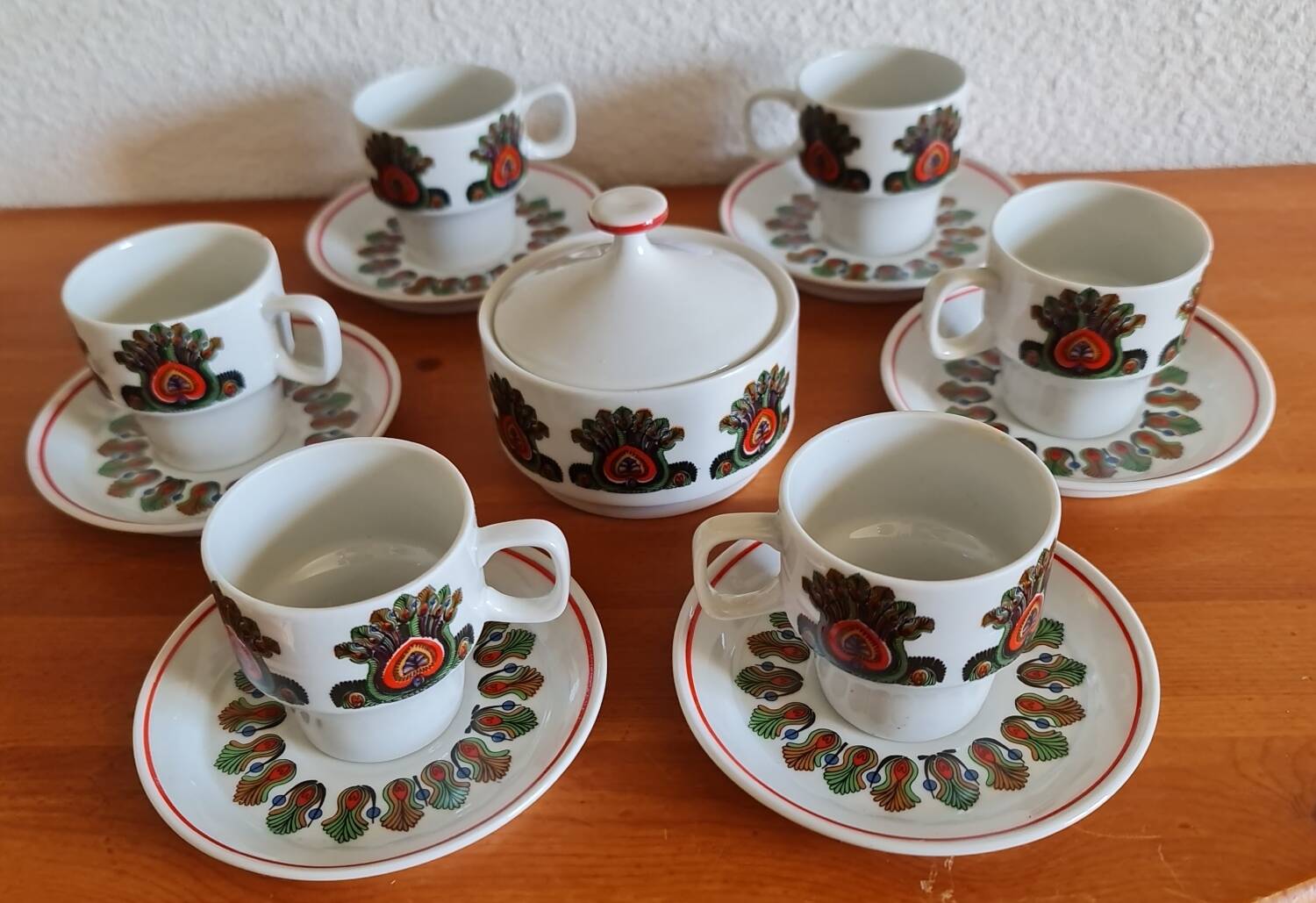 Hollóháza porcelain coffee service, Hungary 1970