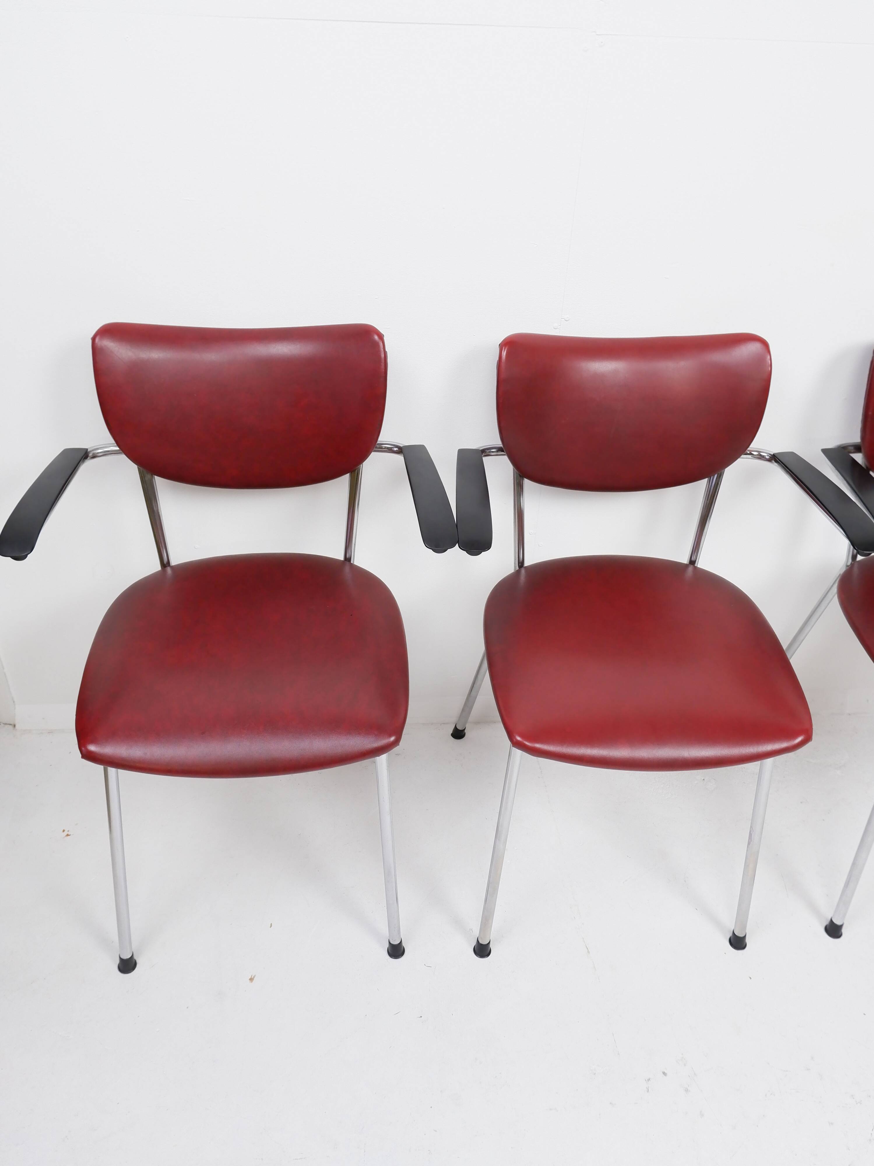 Set of 4 De Wit Dining chairs, 1960s