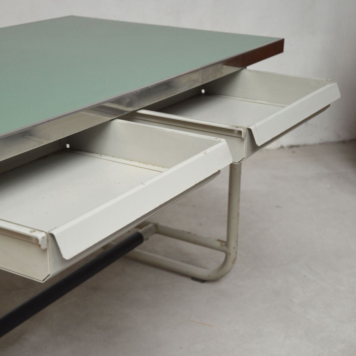 Old metal post desk, 1970