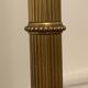 Brass tripod floor lamp with golden pompom lampshade 1960