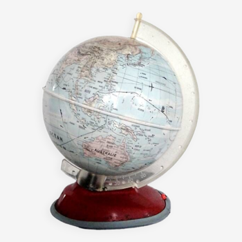 Globe mappemonde éclairant vintage années 1950