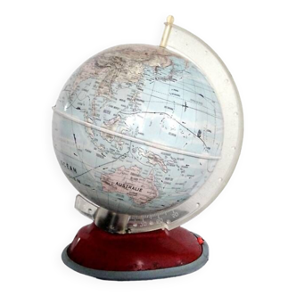 Globe mappemonde éclairant vintage années 1950