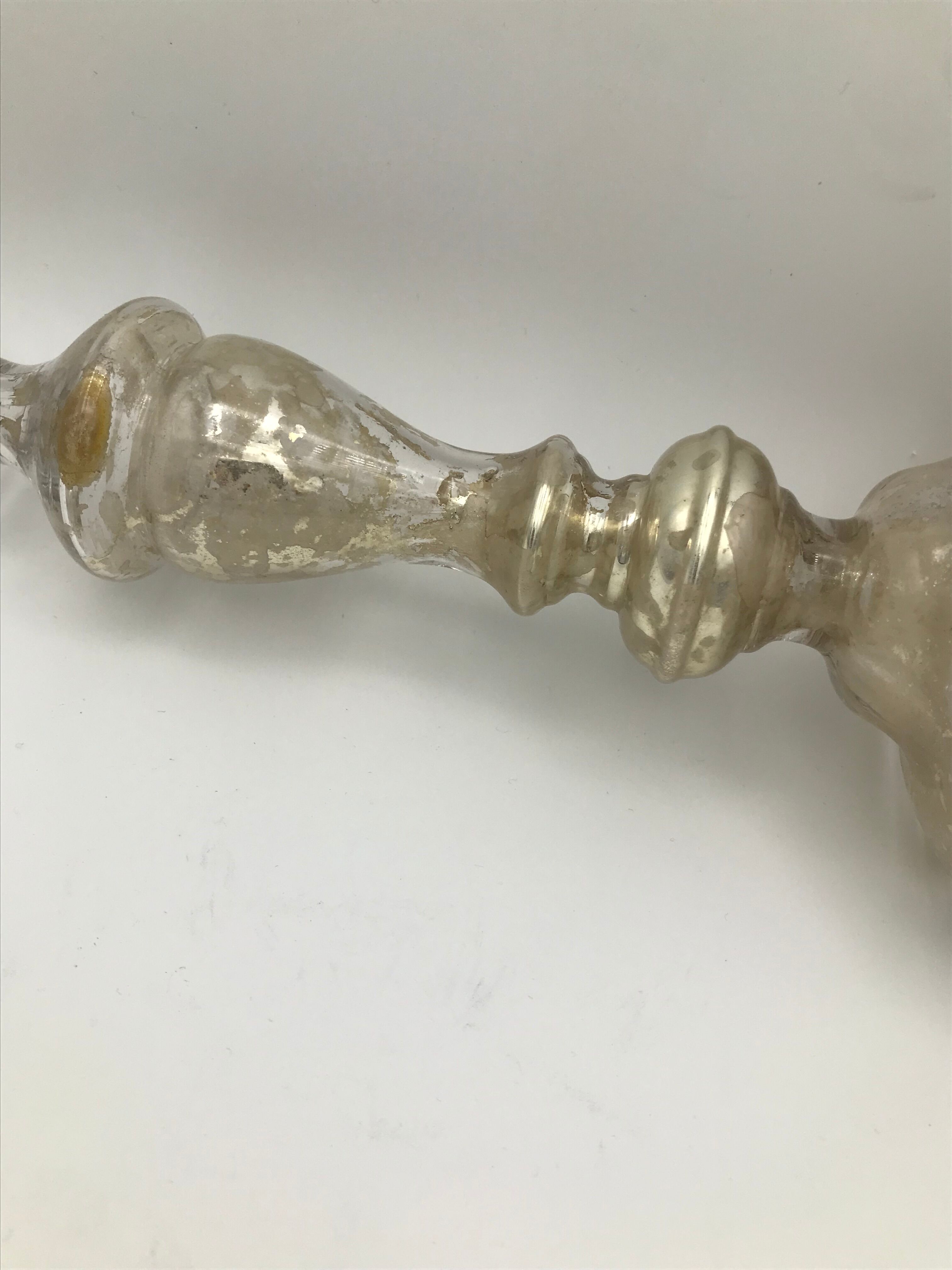 Candlestick in mercurized glass eglomized XlXth 28 cm