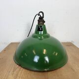 Industrial British Green Enamel Factory Pendant Lamp from Maxlume, 1960s