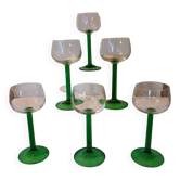 6 verres à pied vin blanc vintage