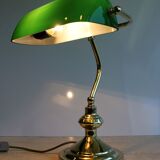 Banker's lamp, brass and opaline.