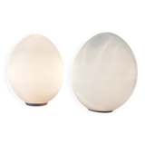 Deux lampes œuf verre opalin