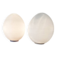 Two opal glass egg lamps