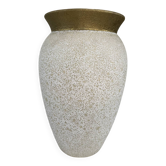Cream speckled glazed vase with a gold rim, 1970s.