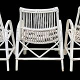 Set of 3 rattan armchairs from the 1970s
