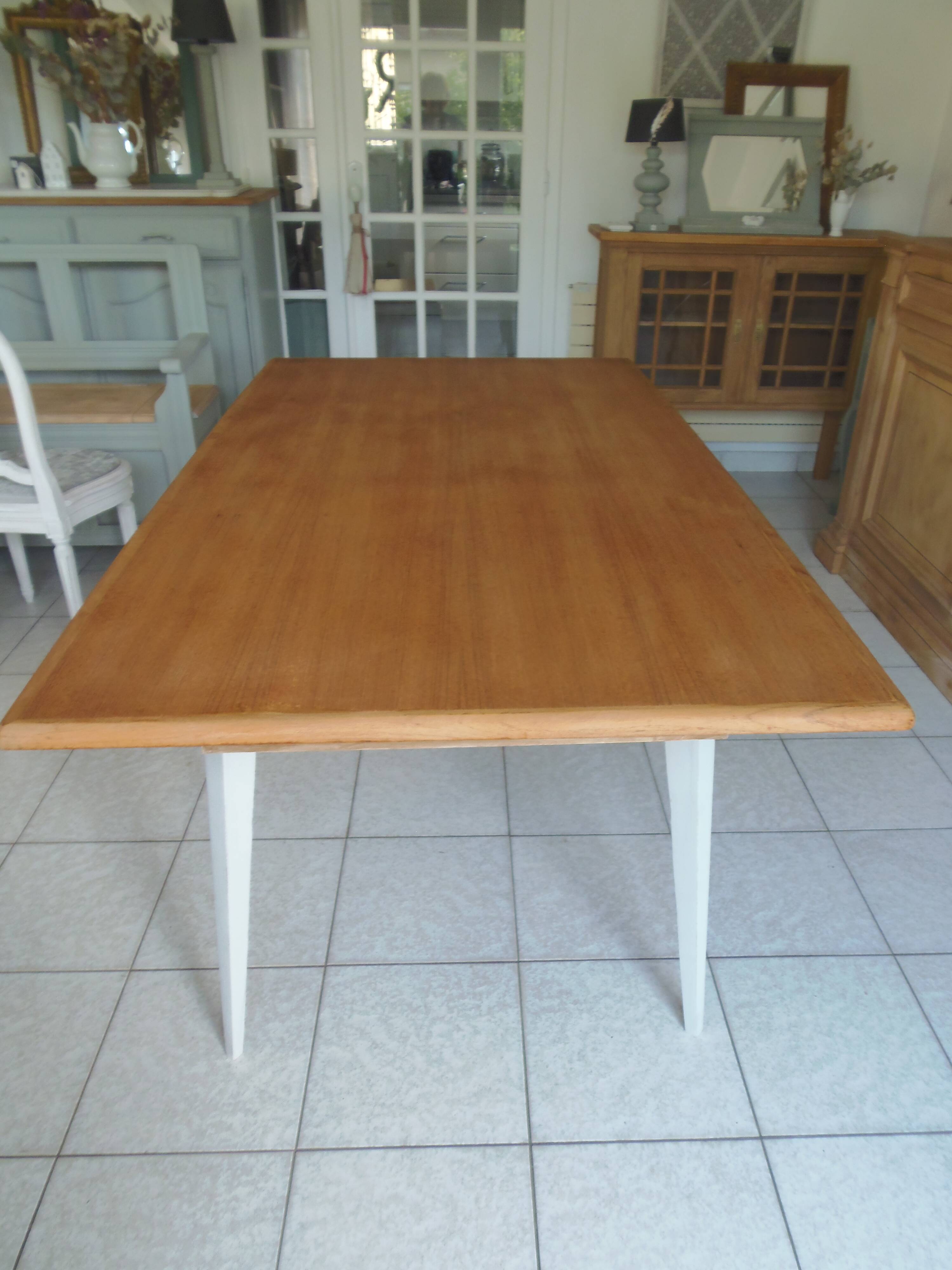 Vintage belt table and pearl gray compass base, wooden top