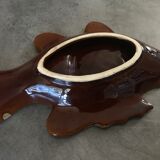 Plat à compartiments pour apéritif en céramique de vallauris  forme de poisson vintage 34 cm