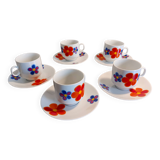 5 vintage cups. Manufacture Winterling Marktleuthen Bavaria - Floral patterns, 70s style
