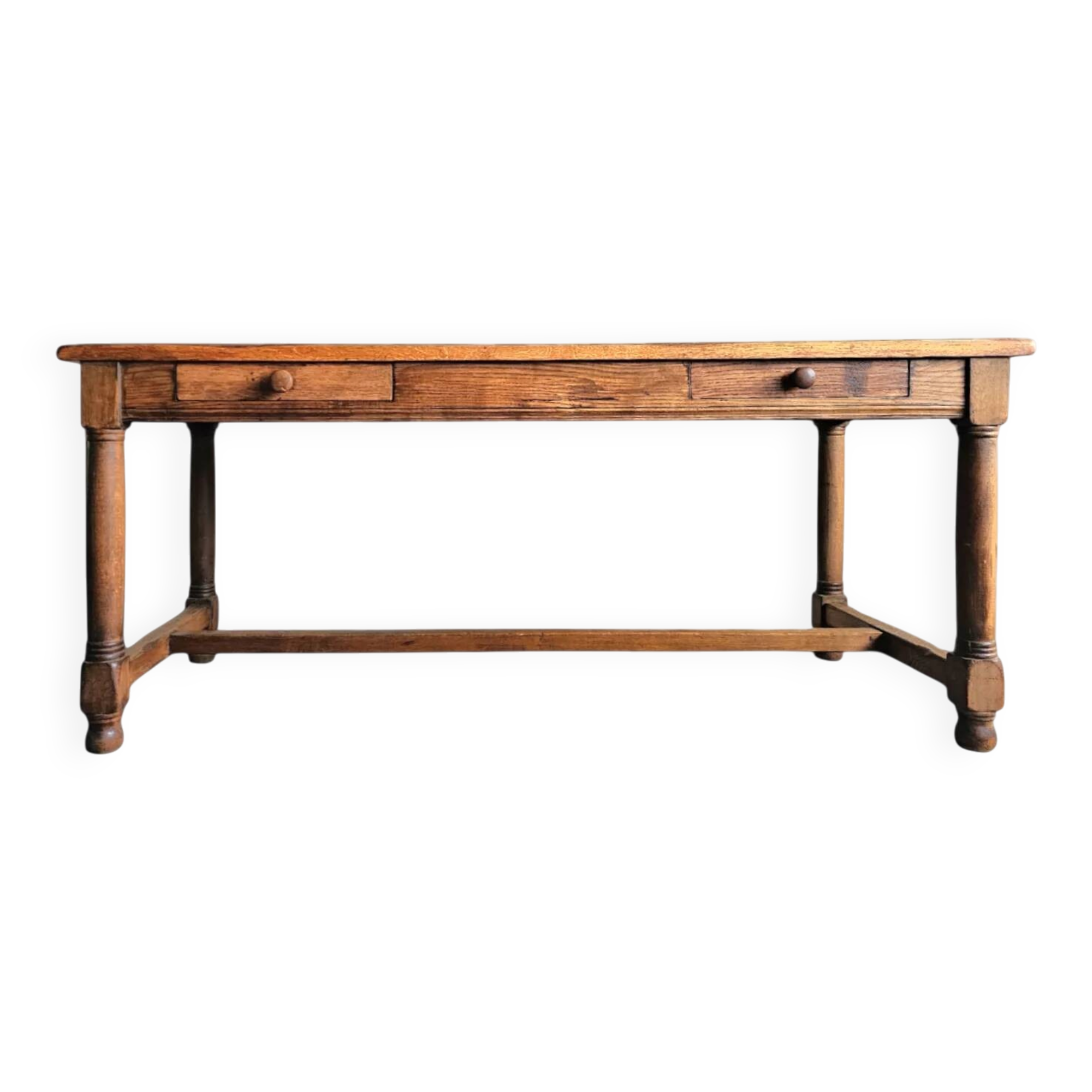 Solid oak French dining table / desk / 1900s